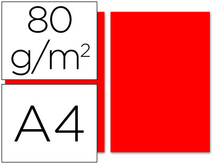 100h papel fotocopiadora Liderpapel A4 80g/m² color rojo